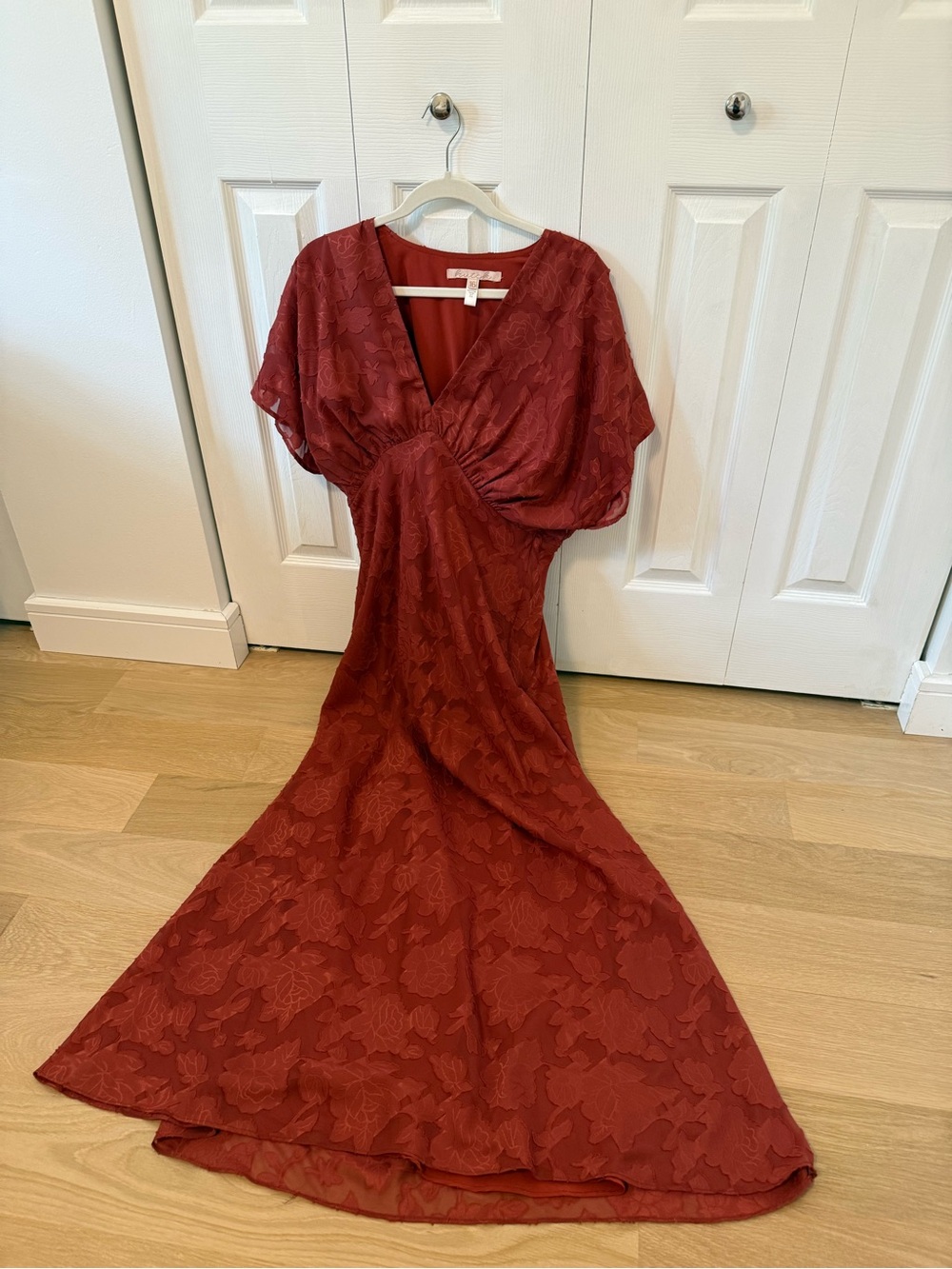 Anthropologie Hutch Short-Sleeved Rust Floral Dress
